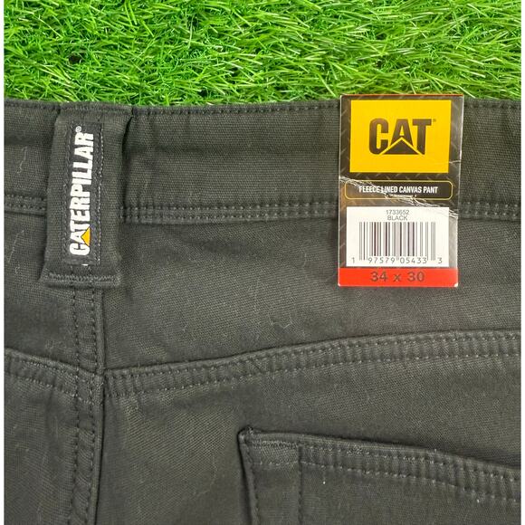 Caterpillar CAT Fleece Lined Canvas Work Pants Mens 34x30 Black Heavy Duty - Picture 2 of 8